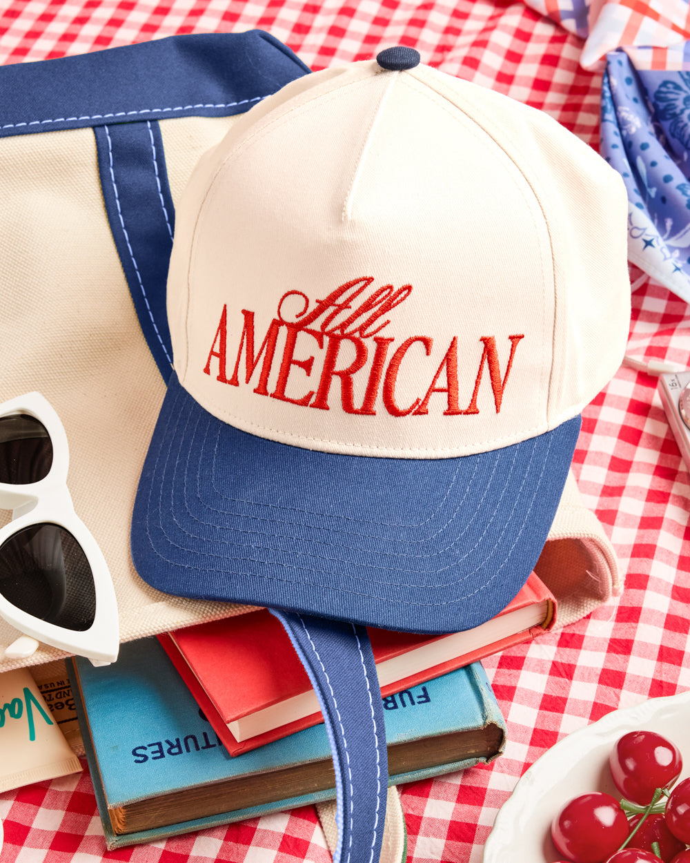 All American Trucker Hat - embroidered snapback