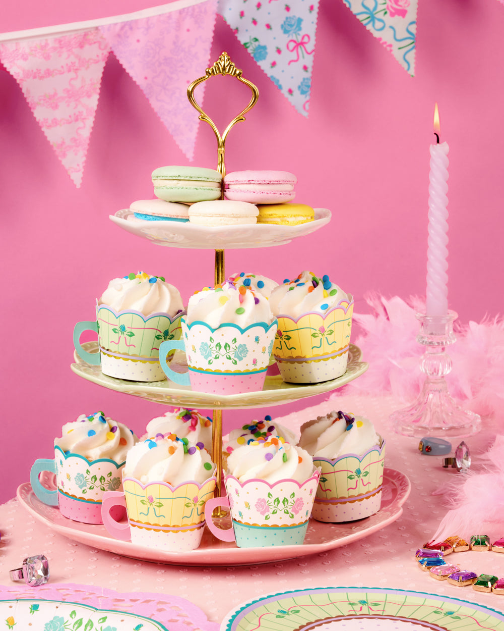 Tea Party Cupcake Wrappers - 24 pc tea cup set