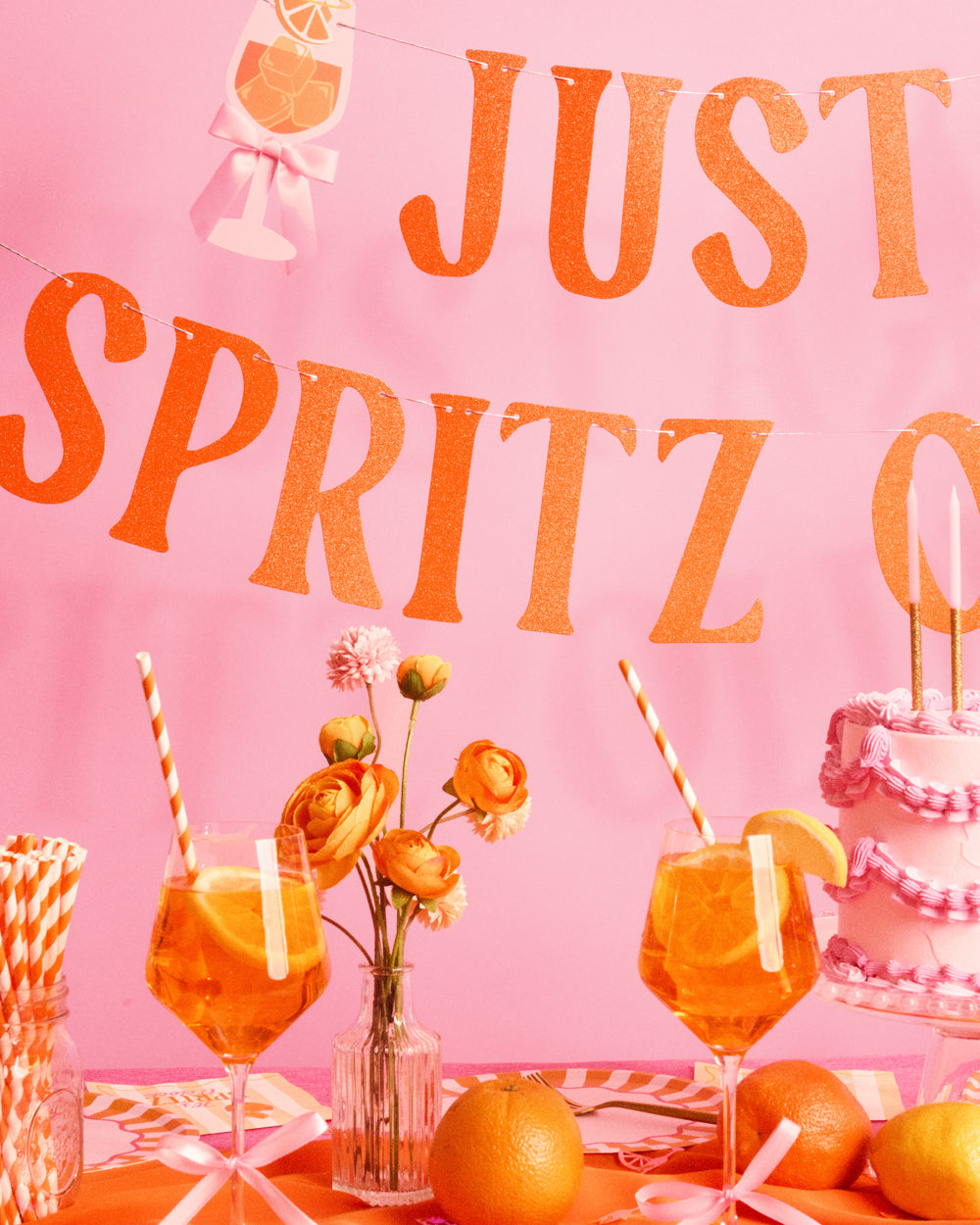 Just A Spritz Older Banner - orange glitter banner