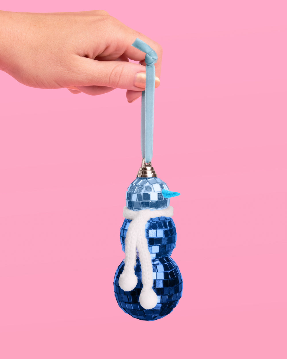 Disco Snowman Ornament - blue disco ornament