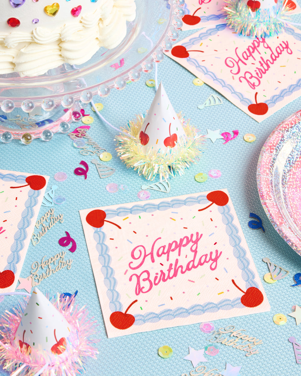 Bday Cake Napkins - 25 sprinkle napkins