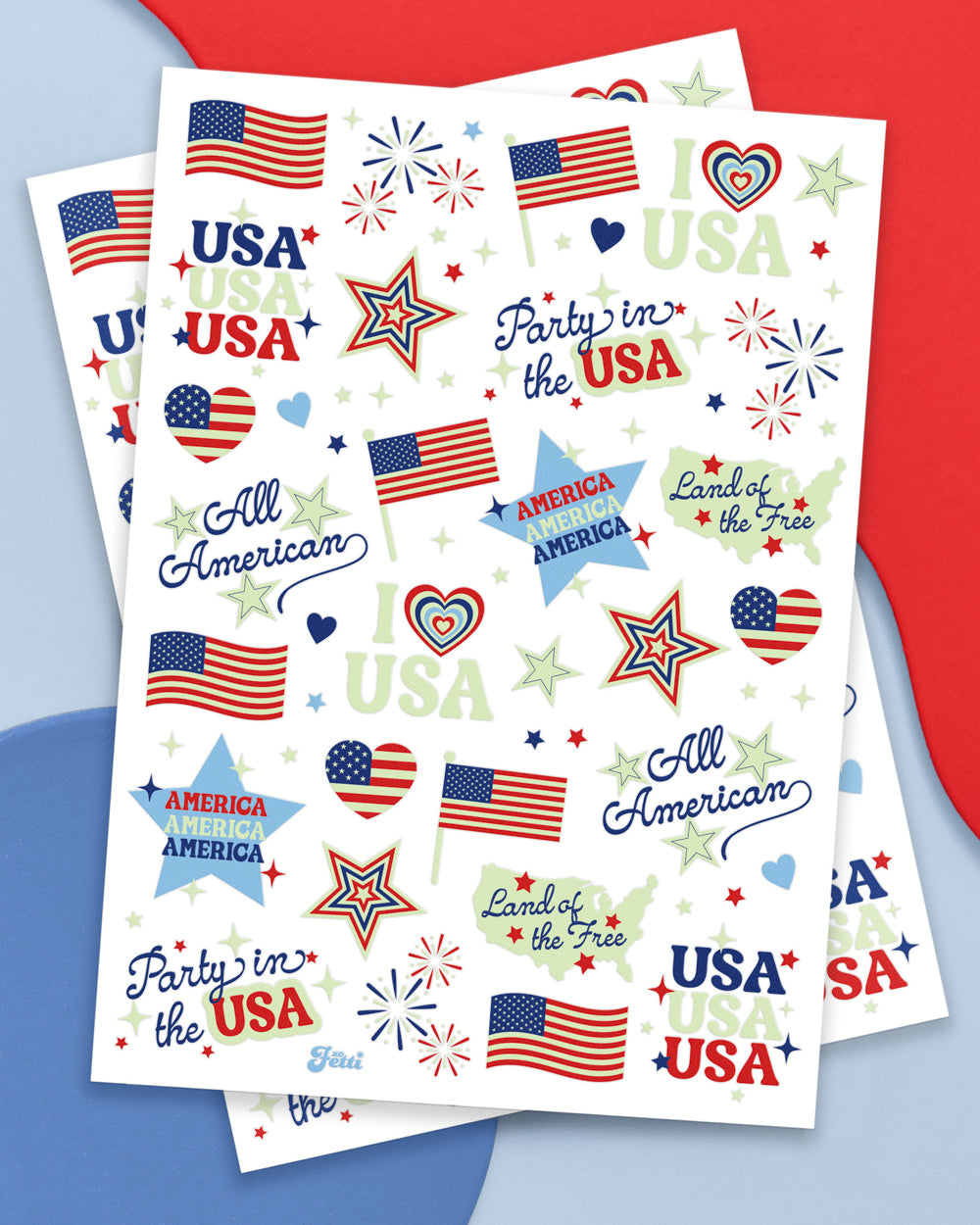 Fourth of July Tattoos - 2 sheets glow in the dark tattoos