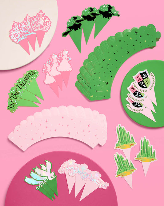 Emerald City Cupcake Set - 24 sets of liners + toppers