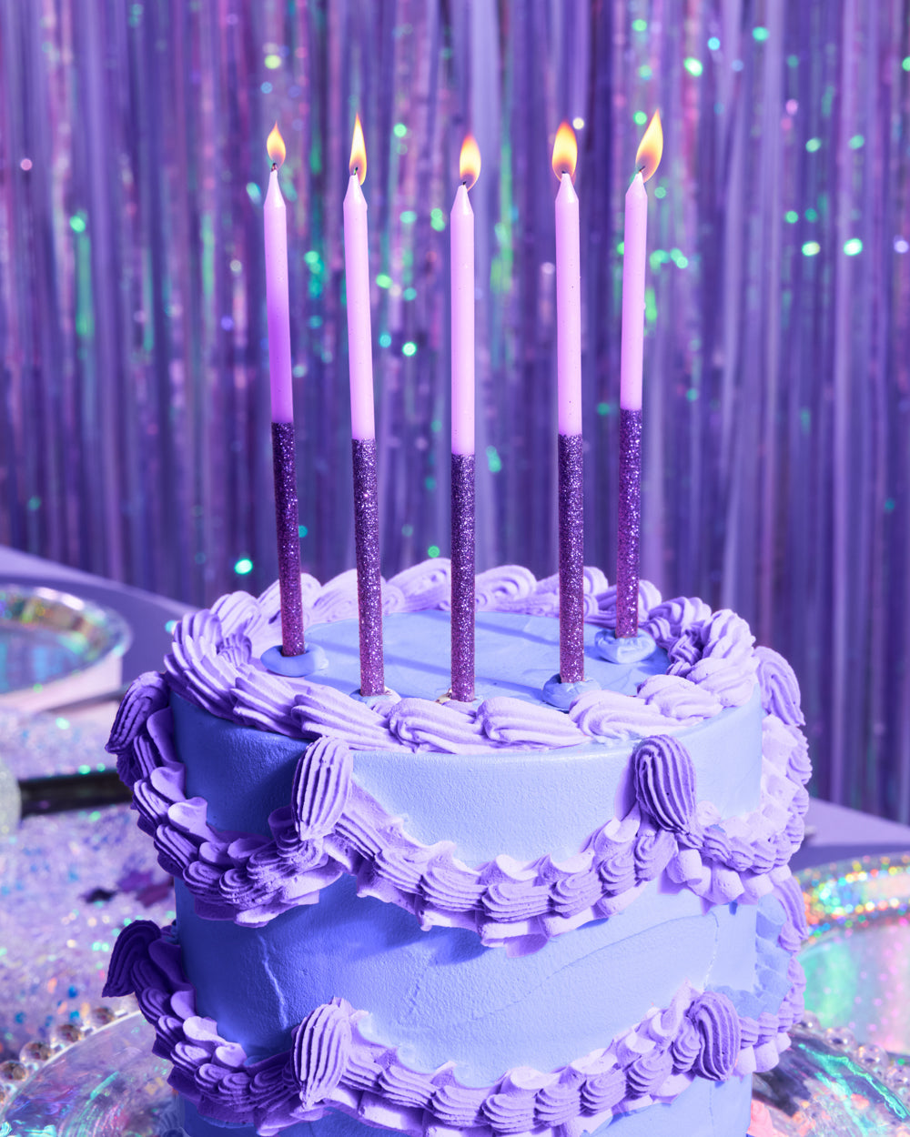 Purple Glitter Candles - 10 birthday candles