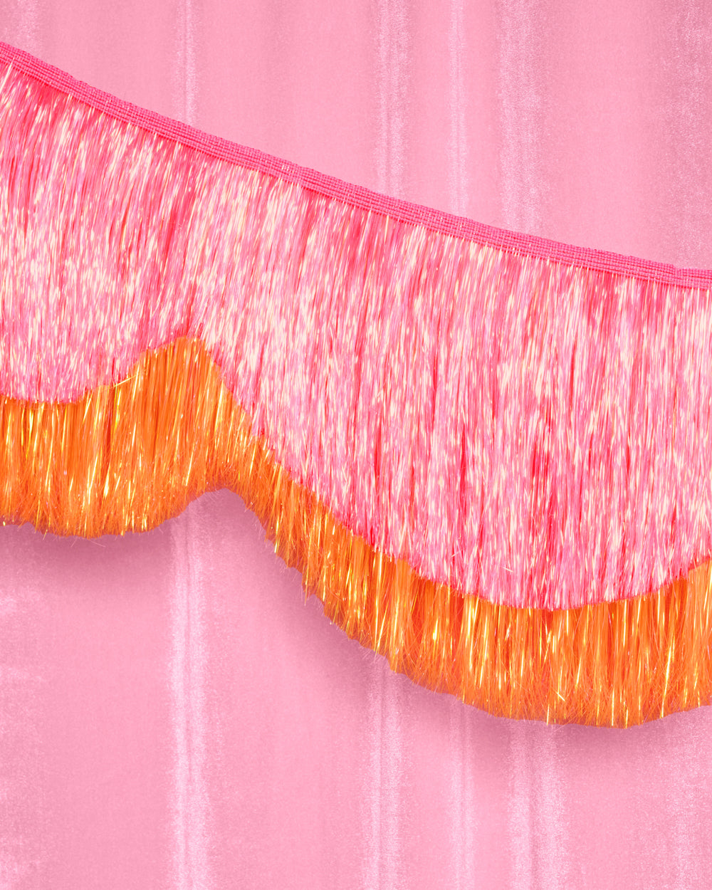Pink Orange Scallop Fringe - iridescent foil banner
