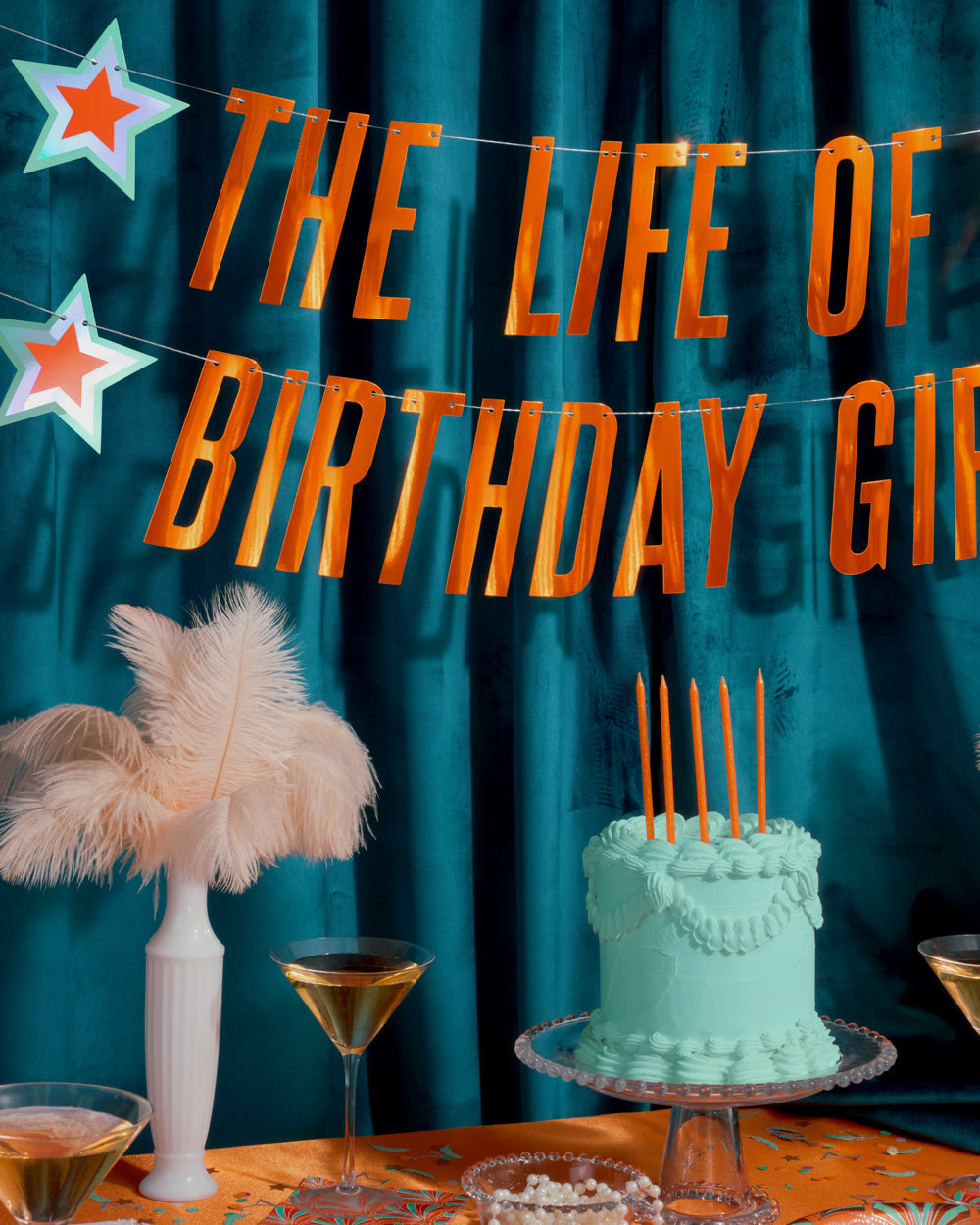 Life Of A Bday Girl Banner - orange foil banner