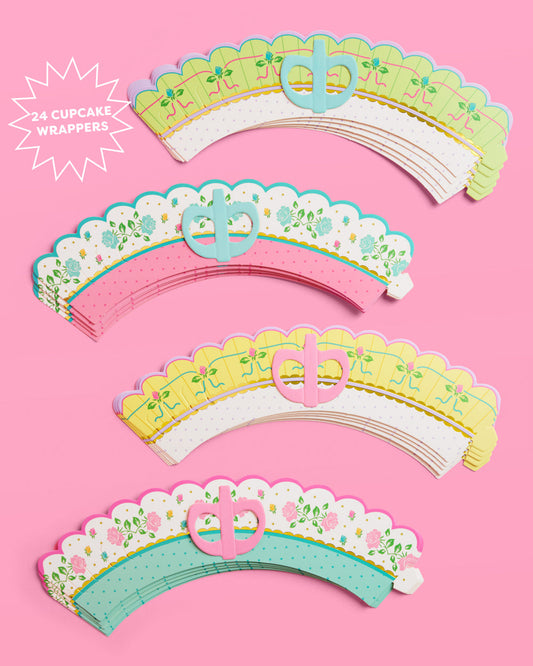 Tea Party Cupcake Wrappers - 24 pc tea cup set