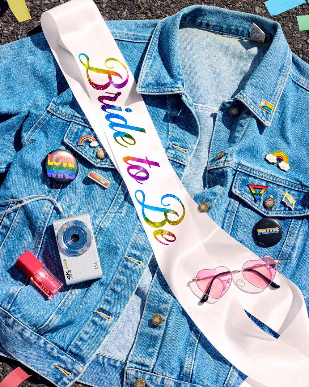 Bride Pride Sash - white silk + rhinestones