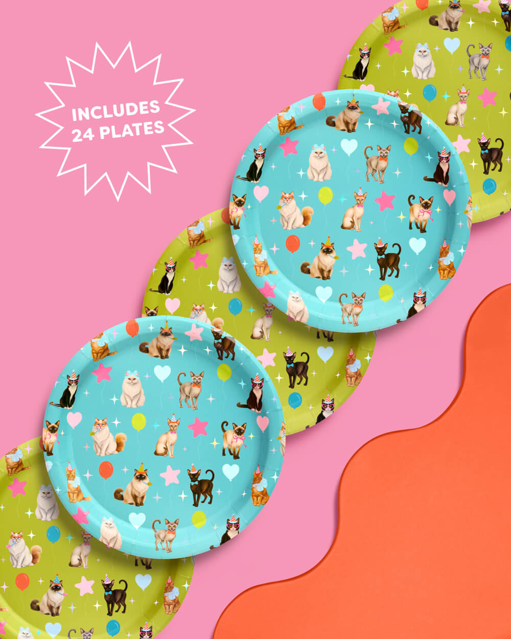 Cat Plates - 24 paper plates