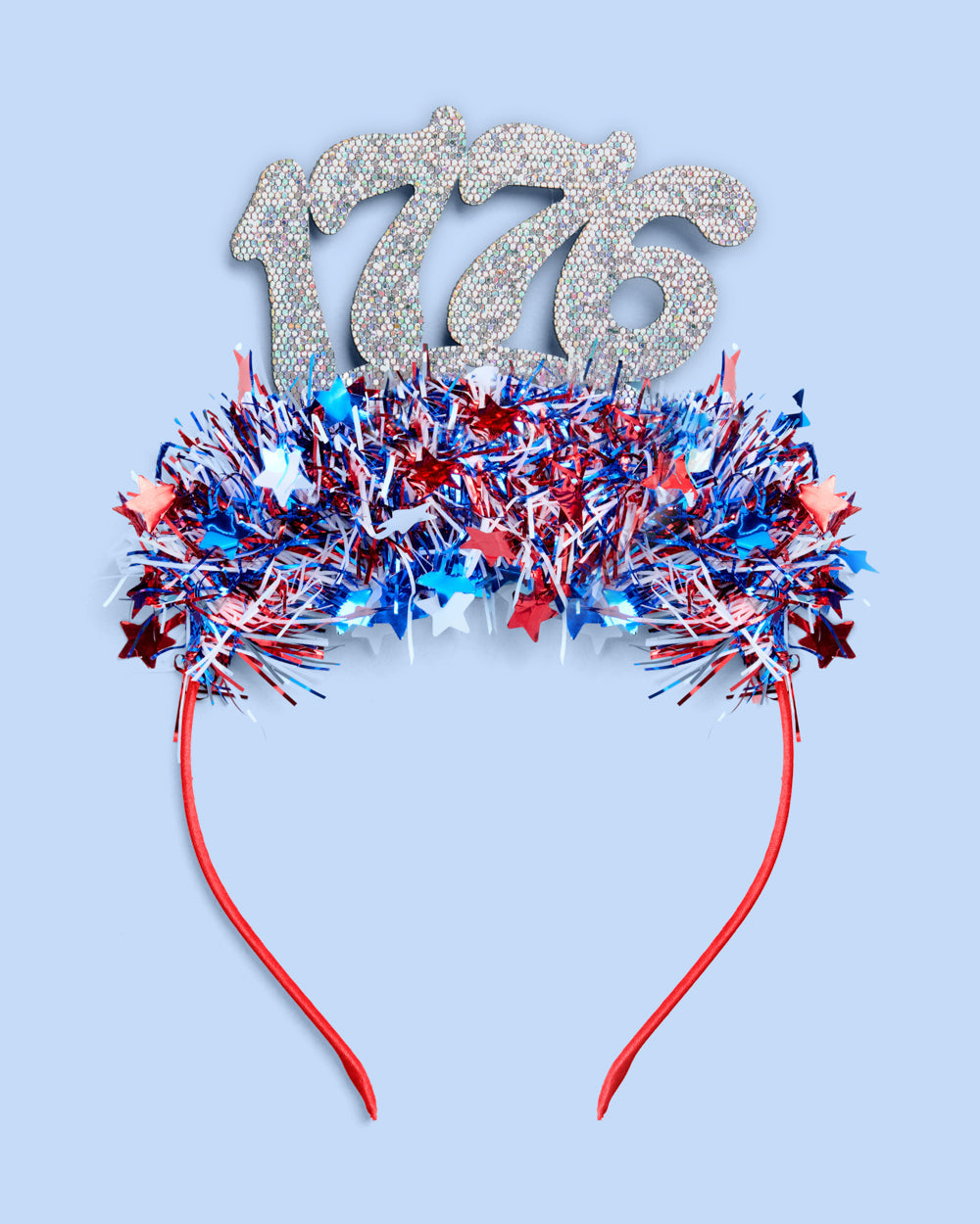 America 250 Headband - patriotic tinsel headband