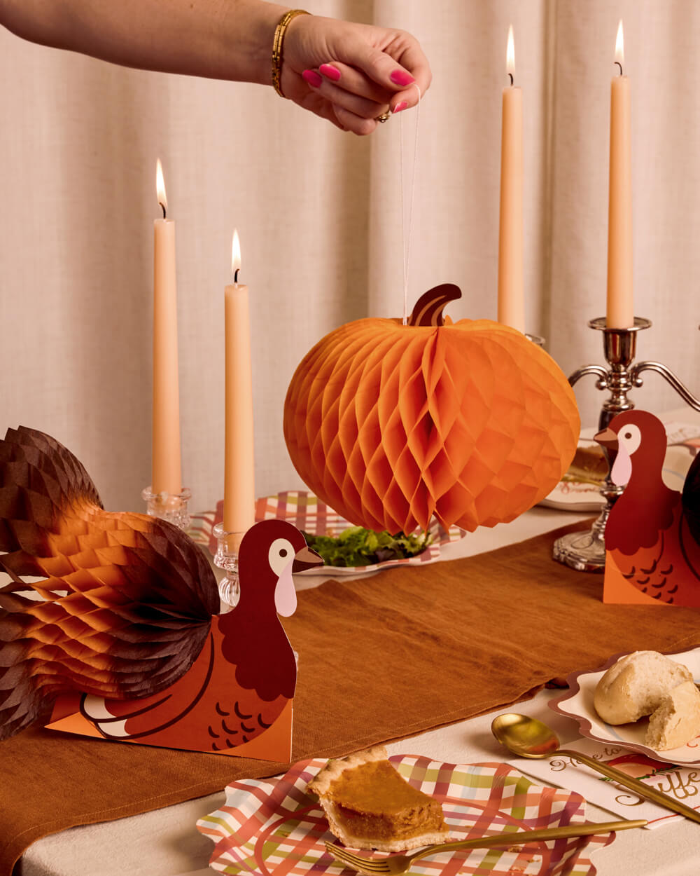 Turkey + Pumpkin Accordions - fall decor set