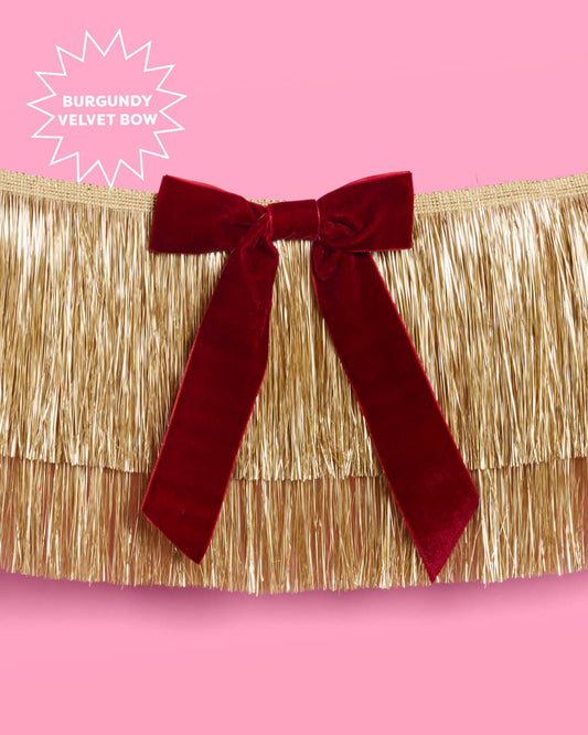 Golden Bow Fringe - layered fringe + velvet bows