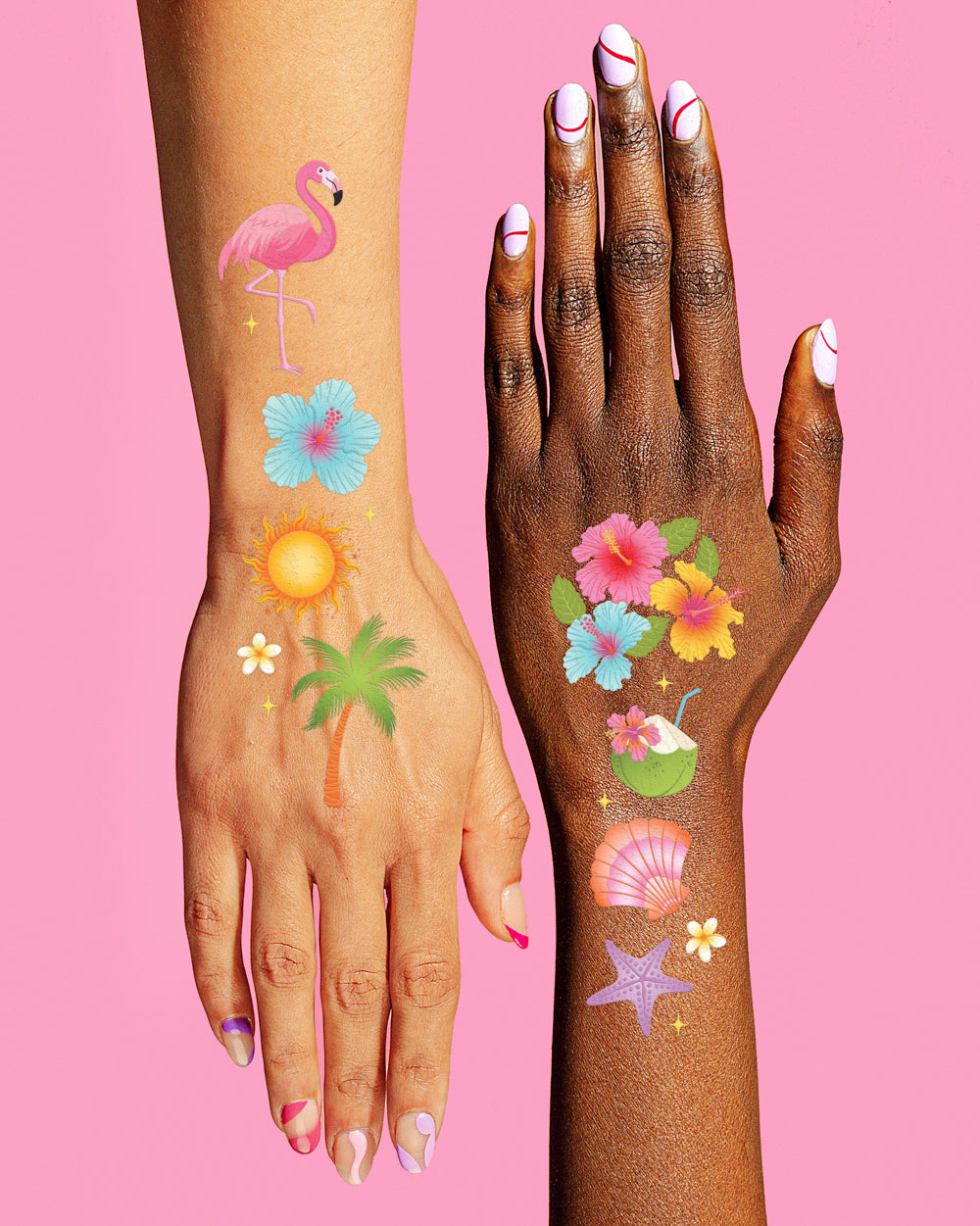 Tropical Glitter Tattoos - 2 temporary tattoo sheets
