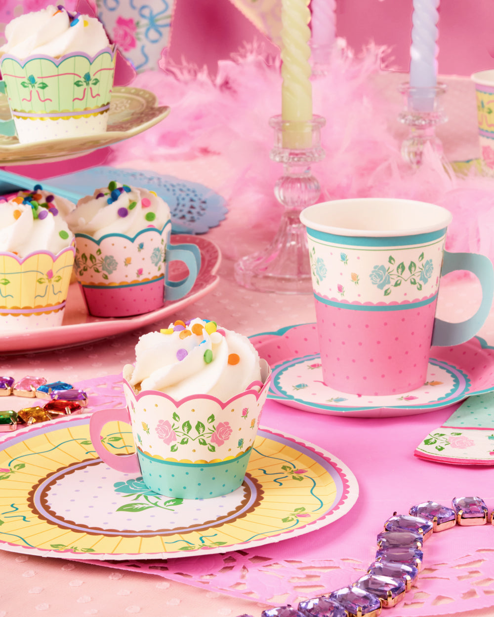 Tea Party Cupcake Wrappers - 24 pc tea cup set