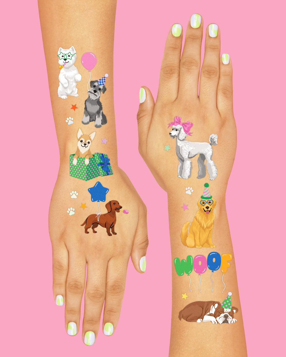 Dog Lover Tats - 44 foil temporary tattoos