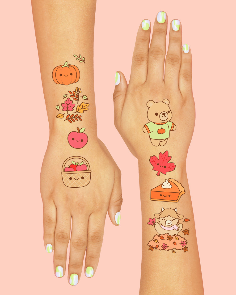 Fall Kawaii Tattoos - 58 temporary tattoos