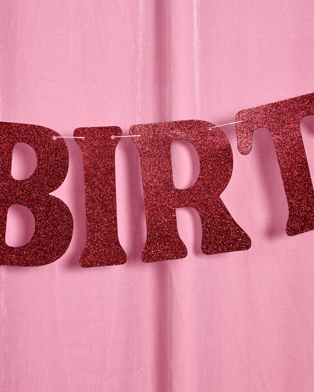 Happy Birthday Banner - 5 ft burgundy glitter banner