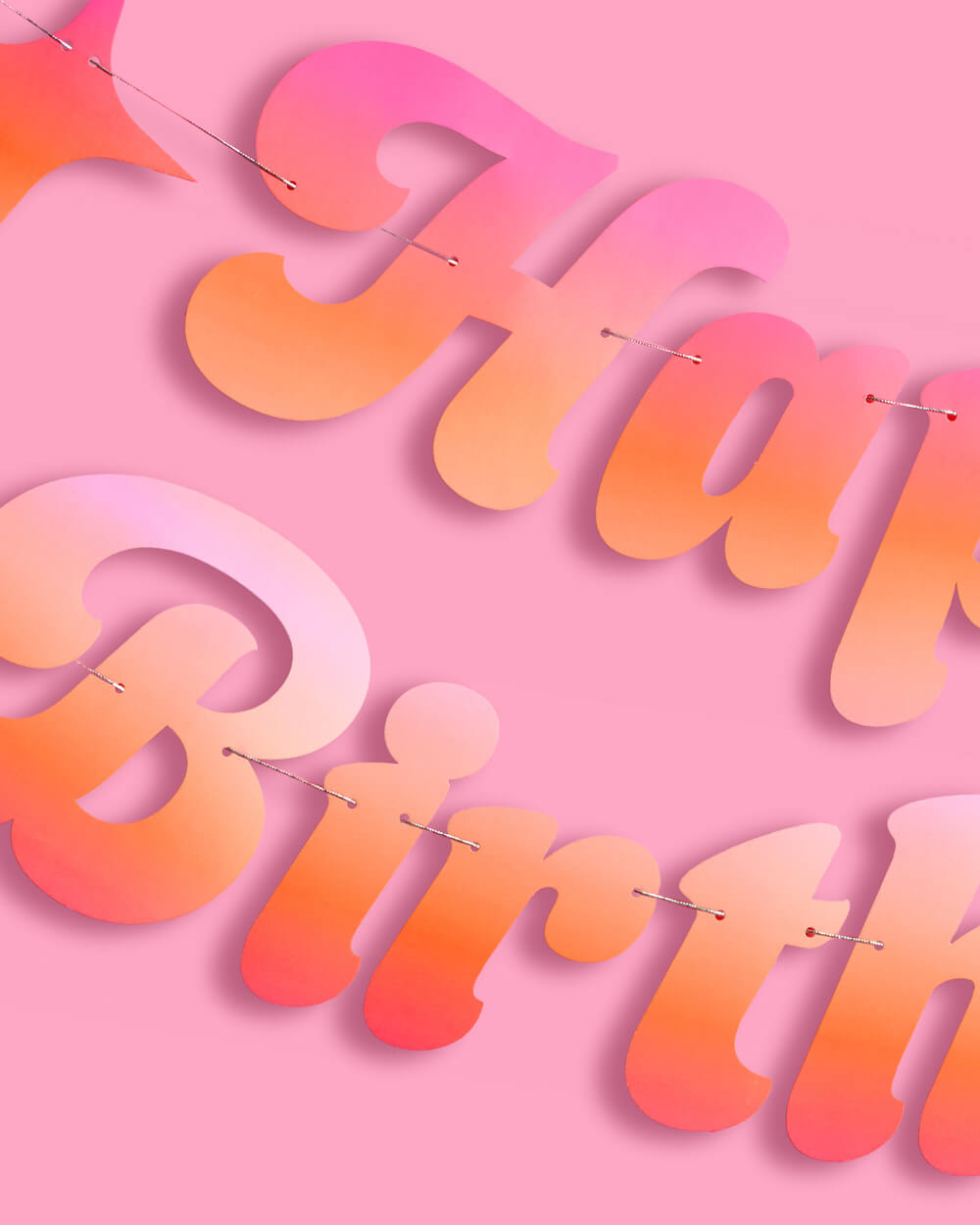Happy Birthday Banner - pink + orange birthday banner