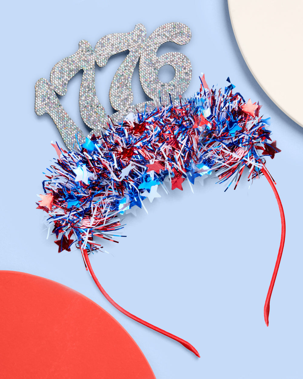 America 250 Headband - patriotic tinsel headband