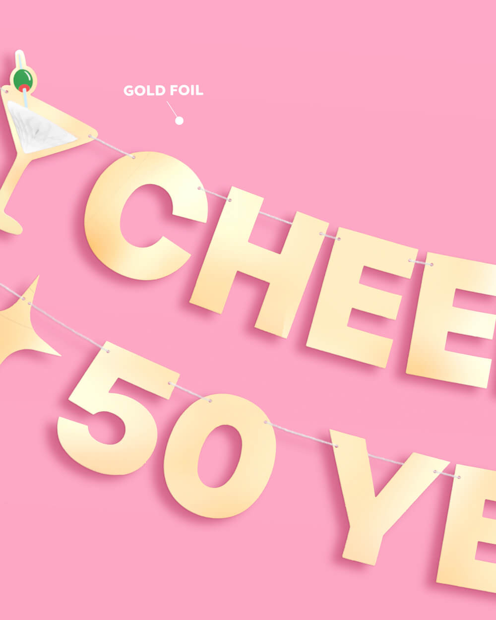 Cheers to 50 Years Banner - 3D paper banner