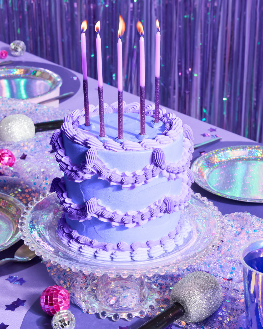 Purple Glitter Candles - 10 birthday candles