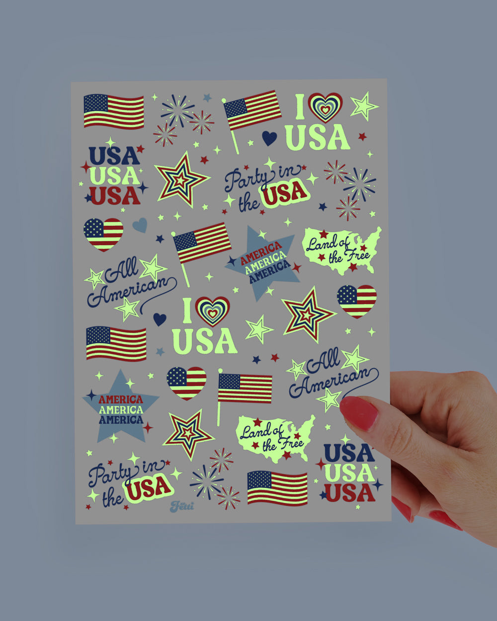 Fourth of July Tattoos - 2 sheets glow in the dark tattoos