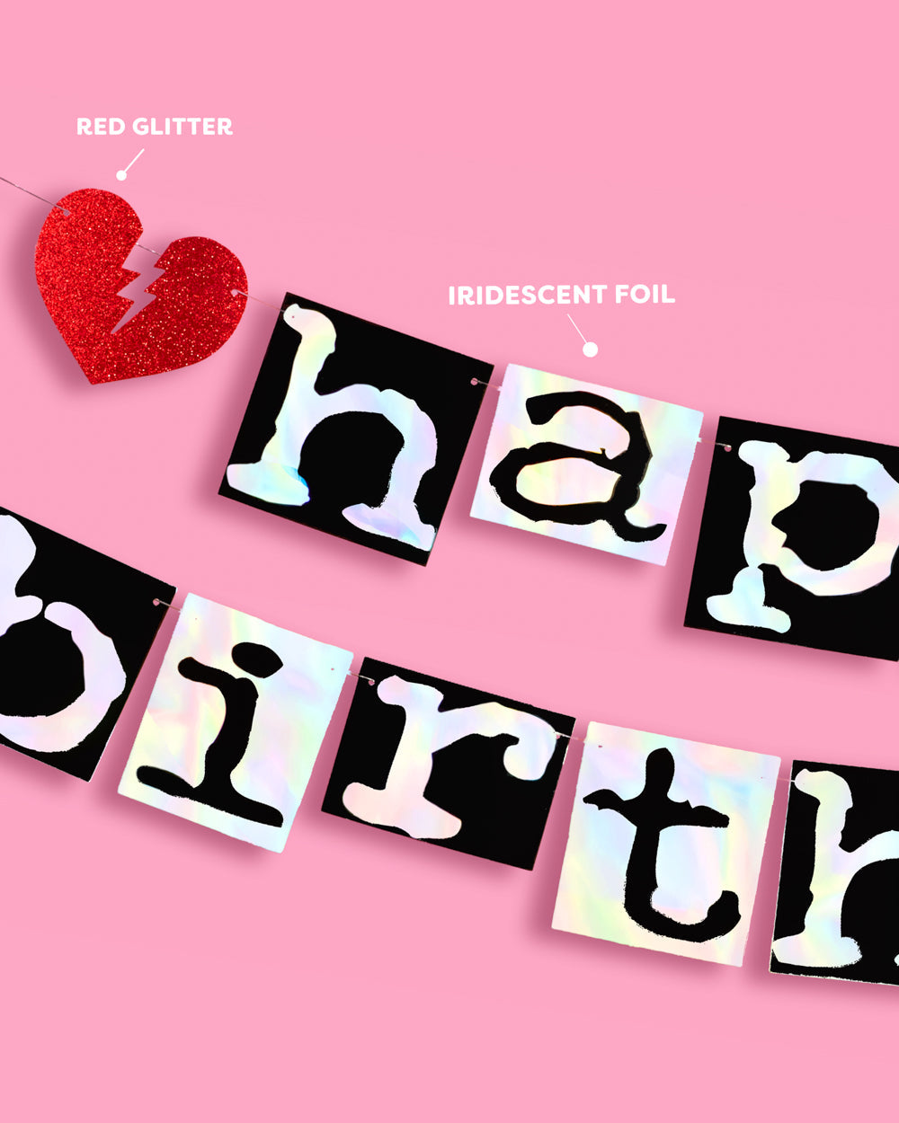 Emo Birthday Banner - iridescent foil banner