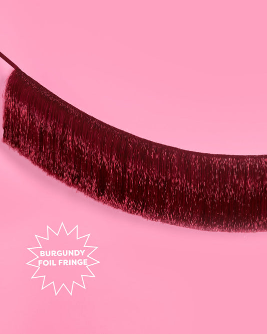 Merlot Fringe - maroon fringe banner