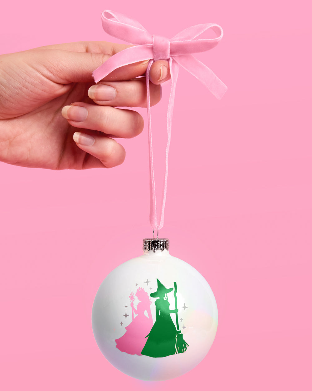 Pink Goes Good w. Green Ornament - iridescent ornament