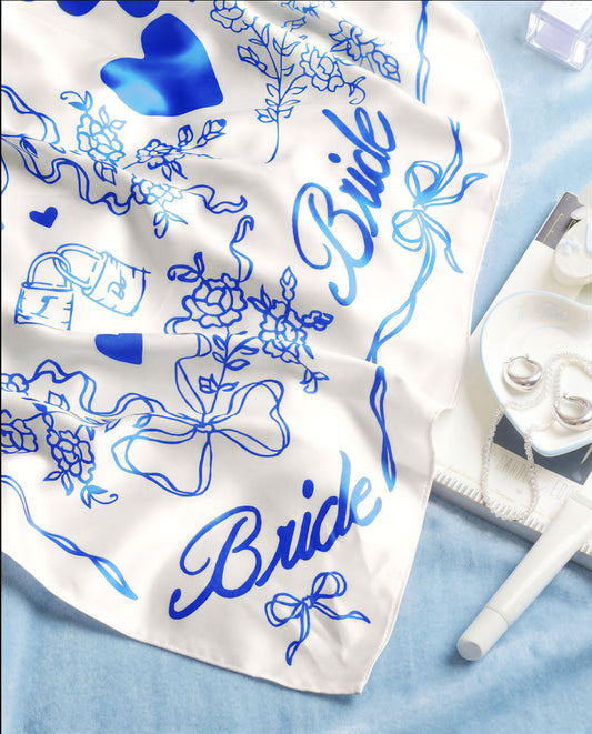 Something Blue Headscarf - white silk bride head scarf