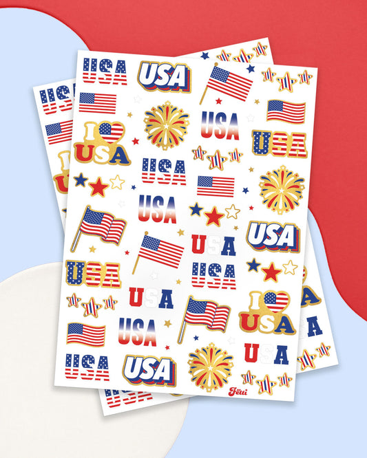 Stars & Stripes Tats - 70 foil temporary tattoos