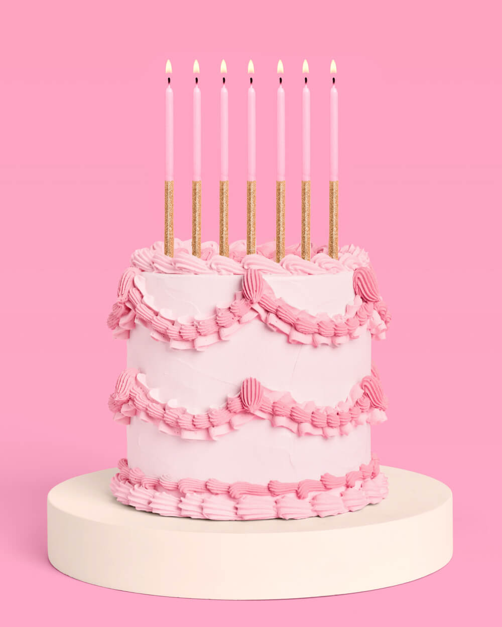 Pink + Gold Glitter Candles - 10 birthday candles