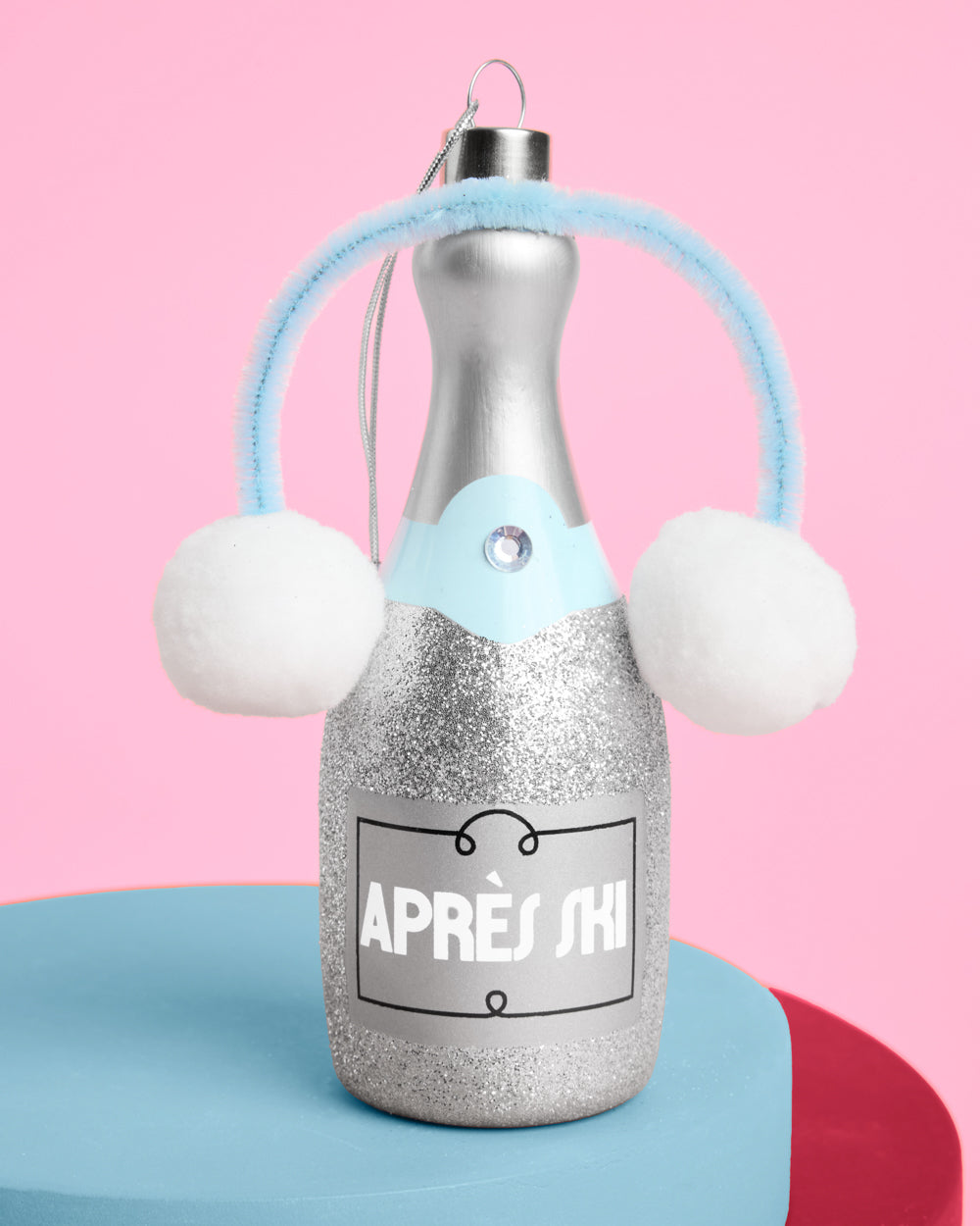 Après Ski Ornament - silver glitter ornament