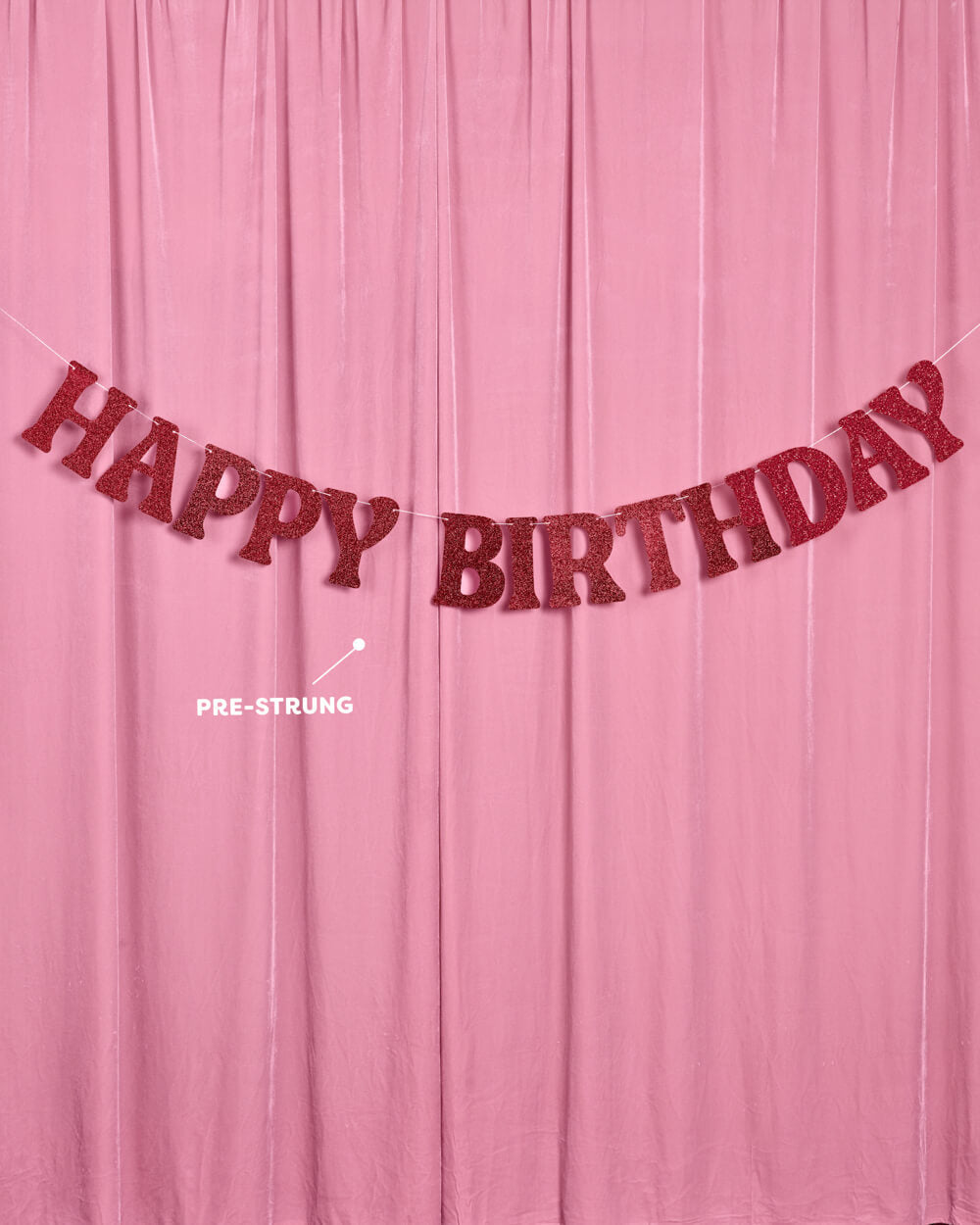 Happy Birthday Banner - 5 ft burgundy glitter banner
