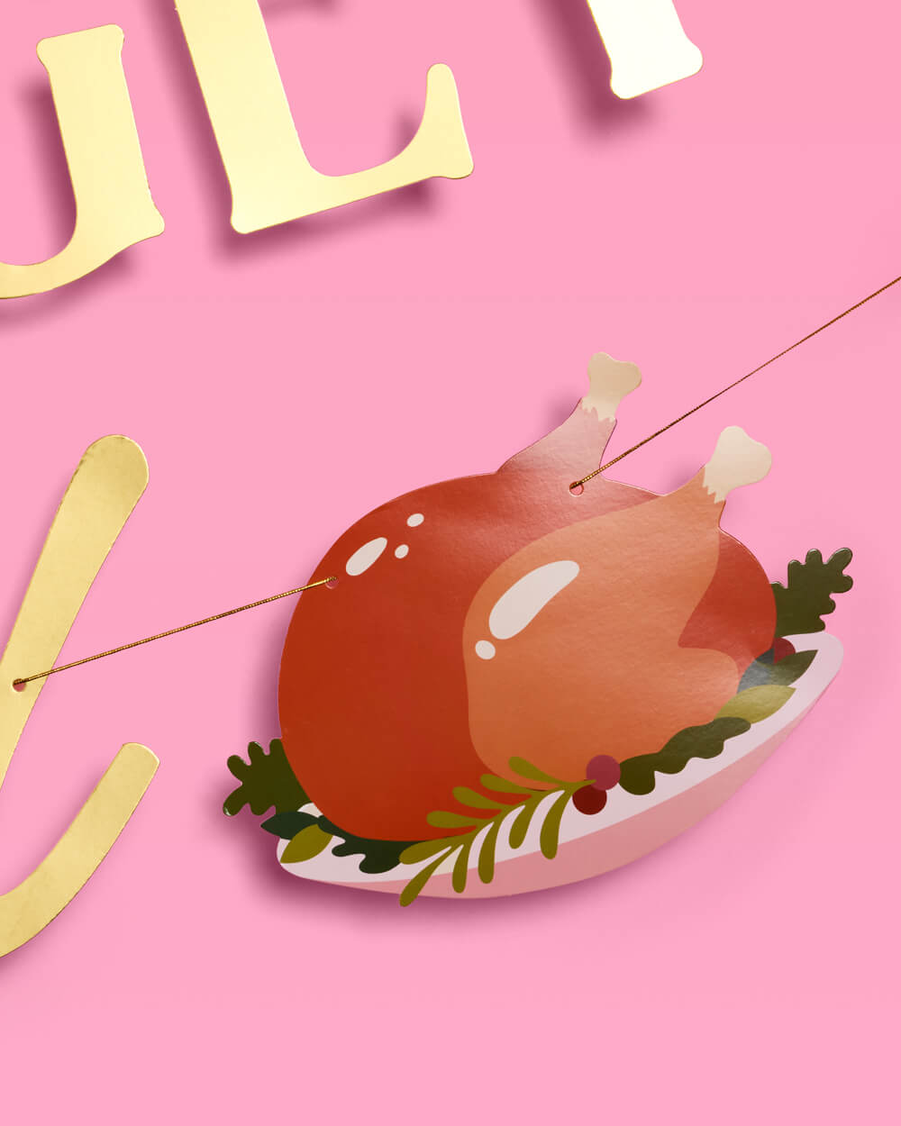 Here to Get Stuffed Banner - gold foil banner