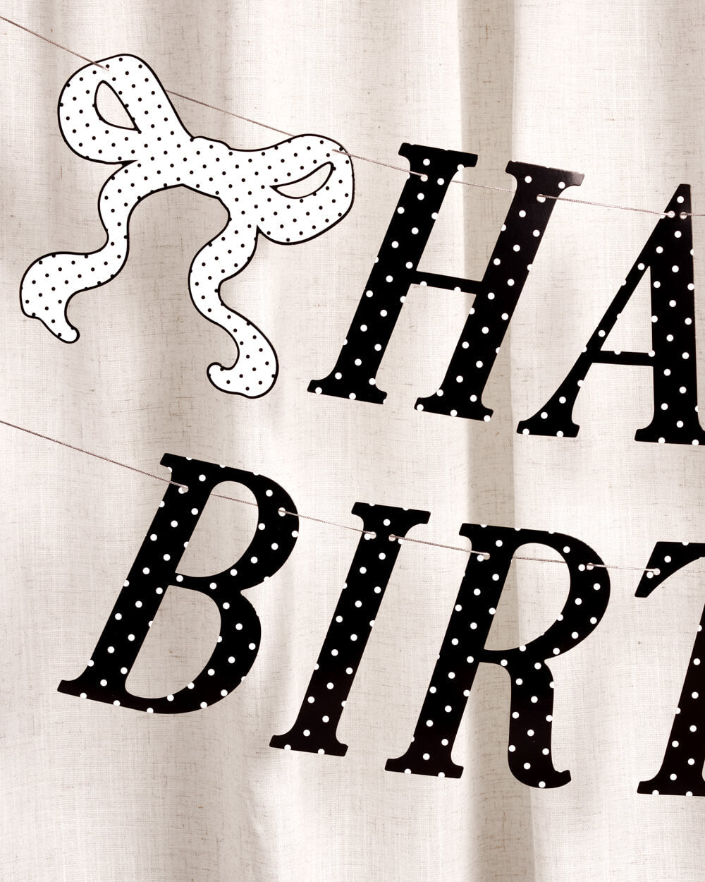 Polka Dot Birthday Banner - black + white pre strung banner