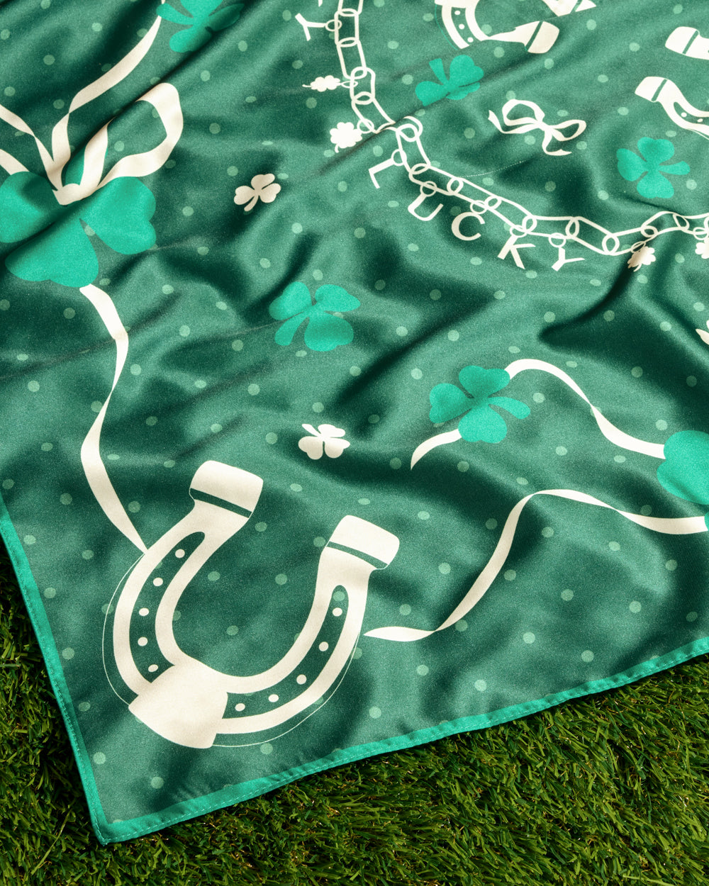 Kiss me, I'm Irish Headscarf - green silk headscarf