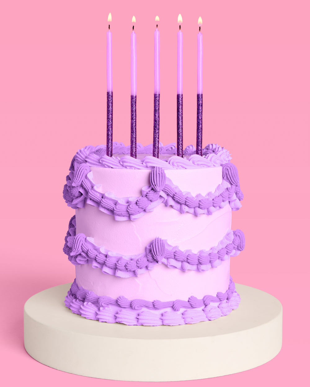 Purple Glitter Candles - 10 birthday candles