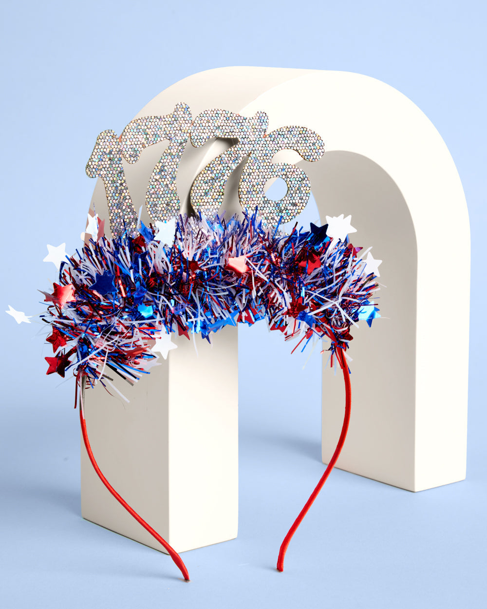 America 250 Headband - patriotic tinsel headband