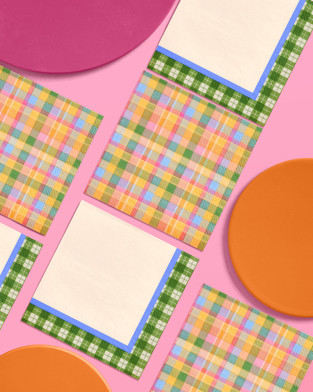 Summer Camp Napkins - 24 plaid paper napkins