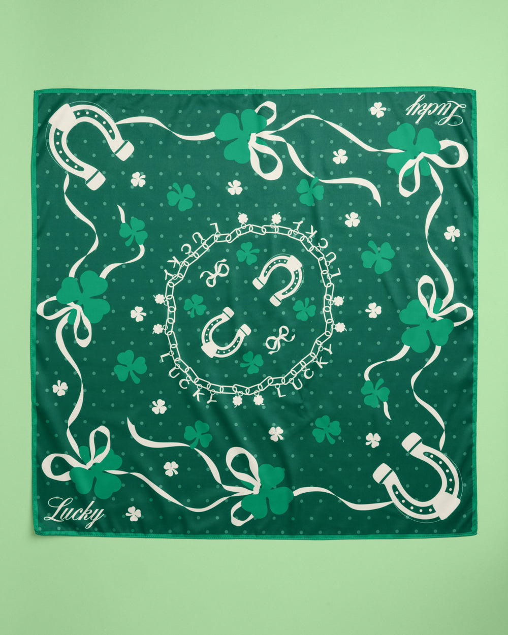 Kiss me, I'm Irish Headscarf - green silk headscarf