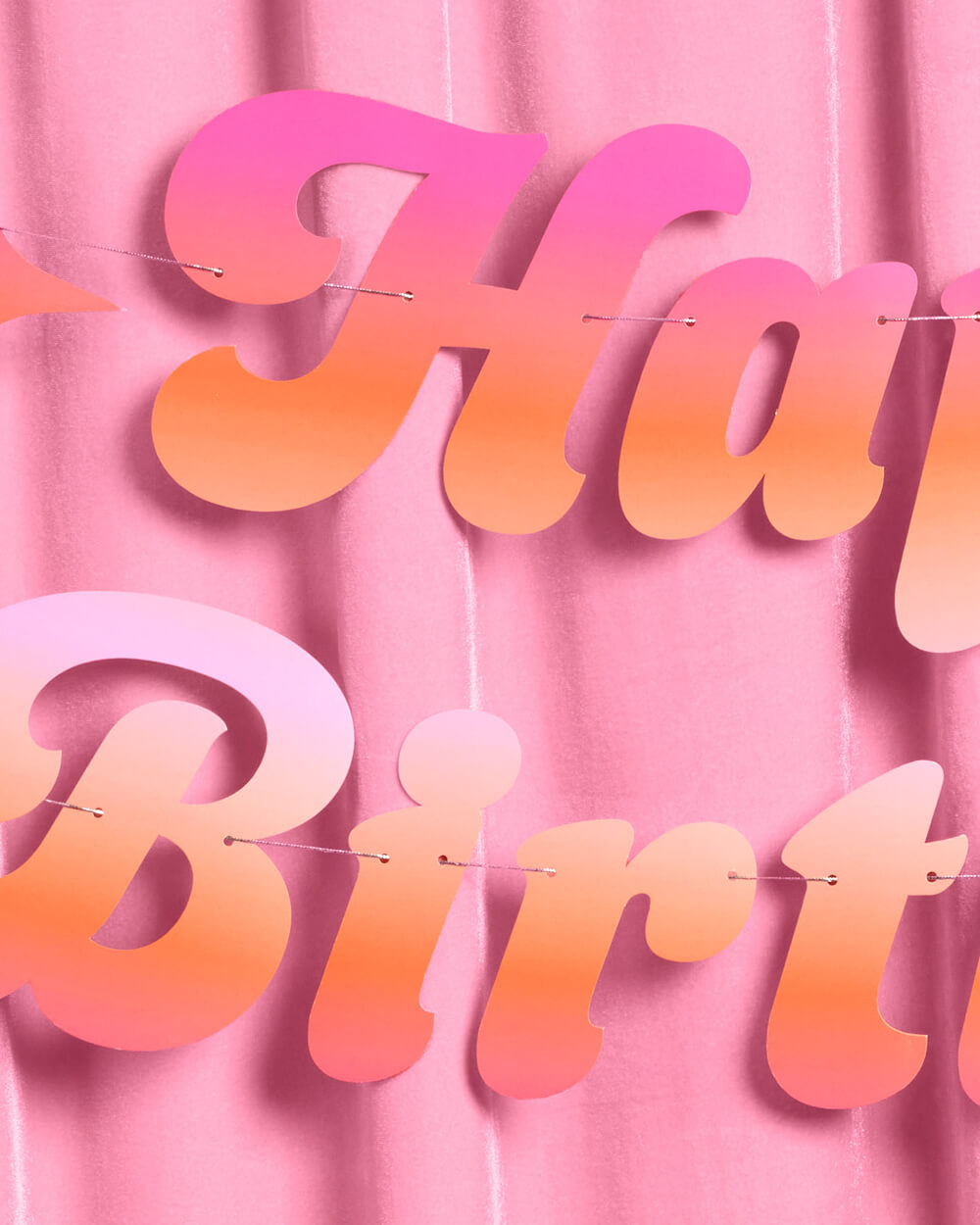 Happy Birthday Banner - pink + orange birthday banner