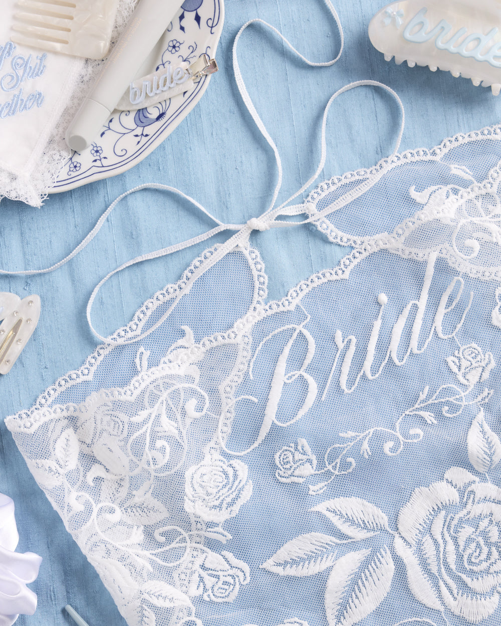 Bride Lace Headscarf - white embroidered bandana
