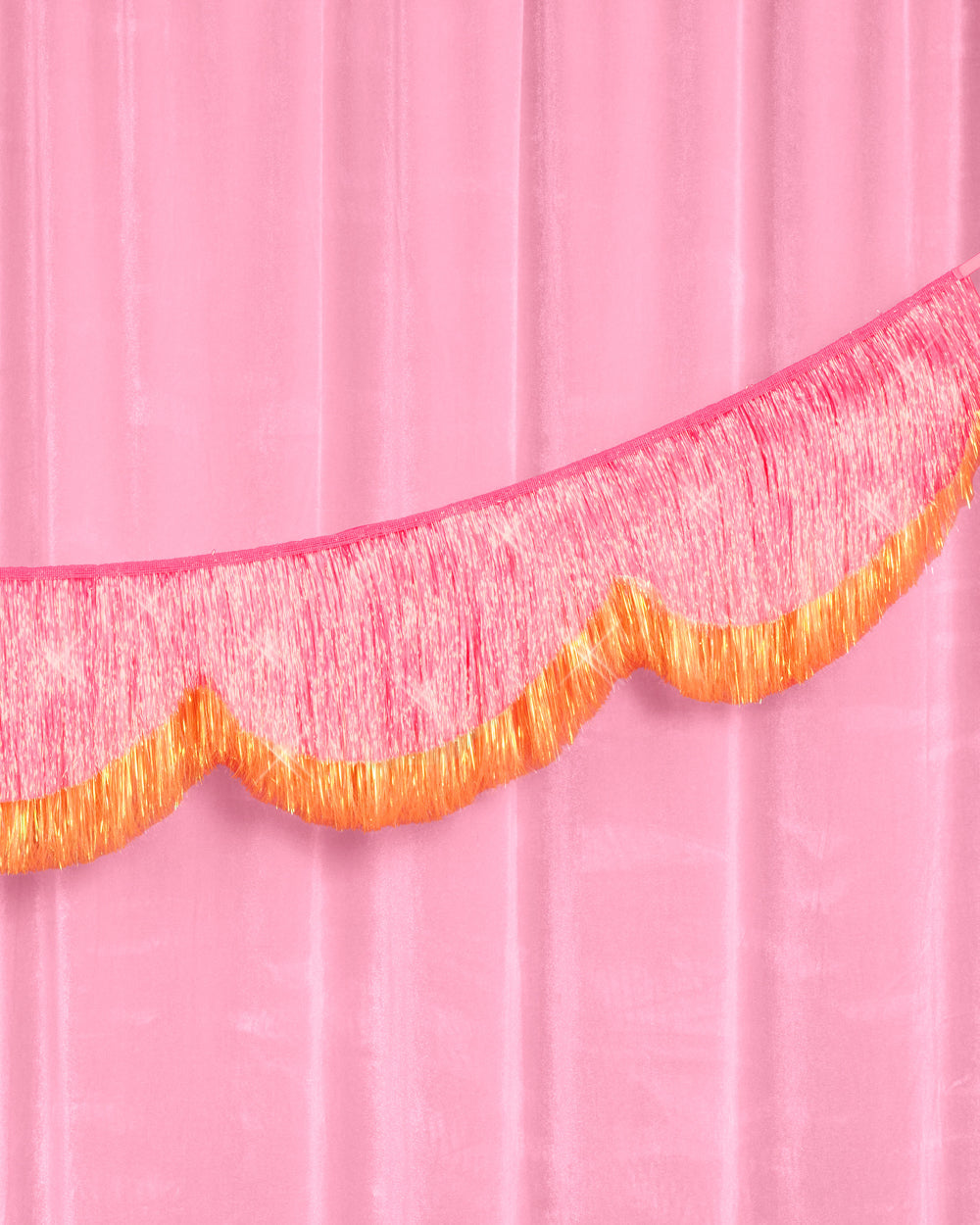 Pink Orange Scallop Fringe - iridescent foil banner