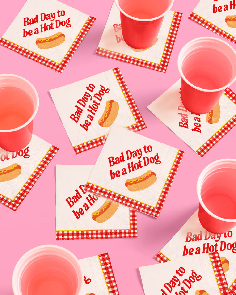 Bad Day to Be a Hot Dog Napkins - 25 cocktail napkins