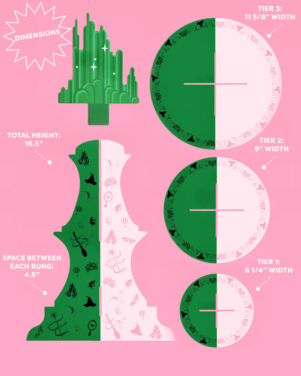 Emerald City Cupcake Tower - 3 tiered display
