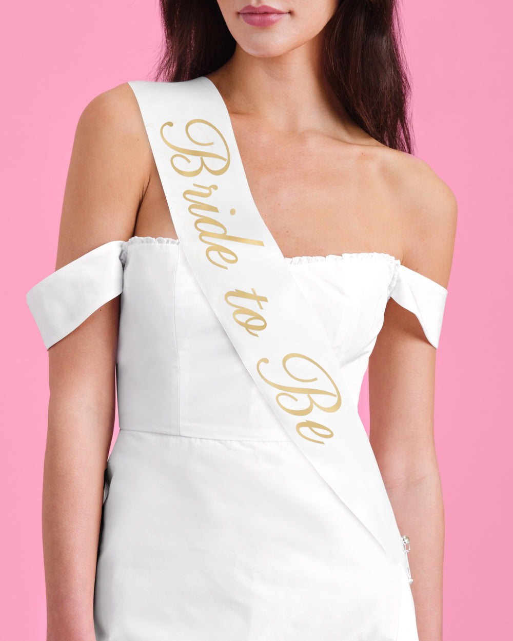 Bride and Groom Sash Duo - black + white satin sashes