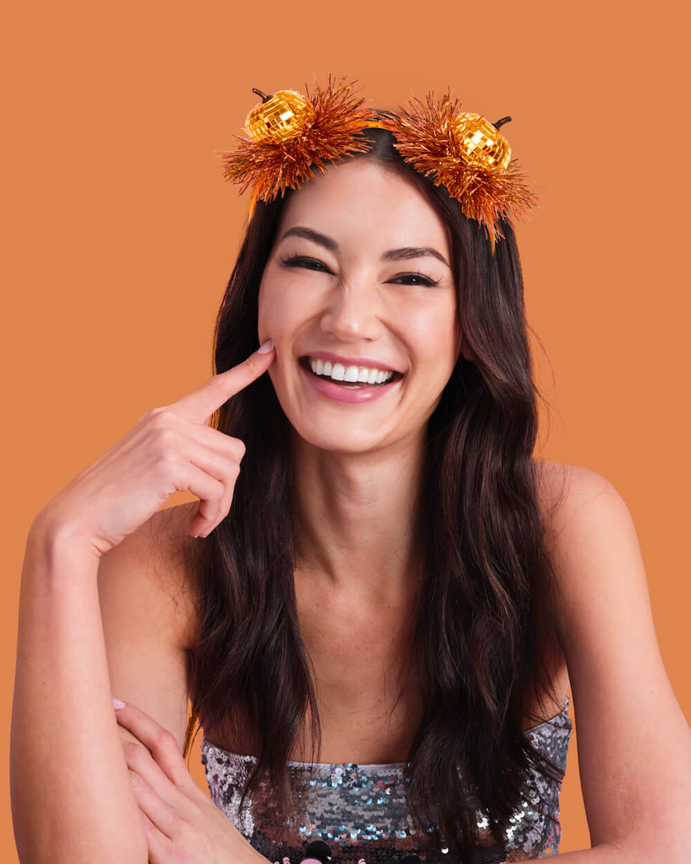 Party Pumpkin Headband - disco + fringe headband