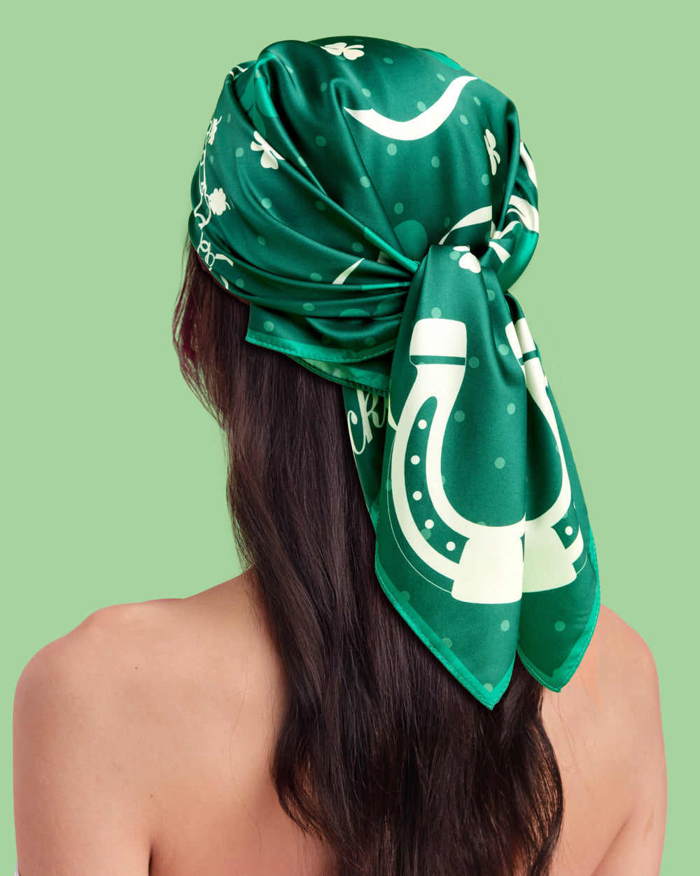 Kiss me, I'm Irish Headscarf - green silk headscarf