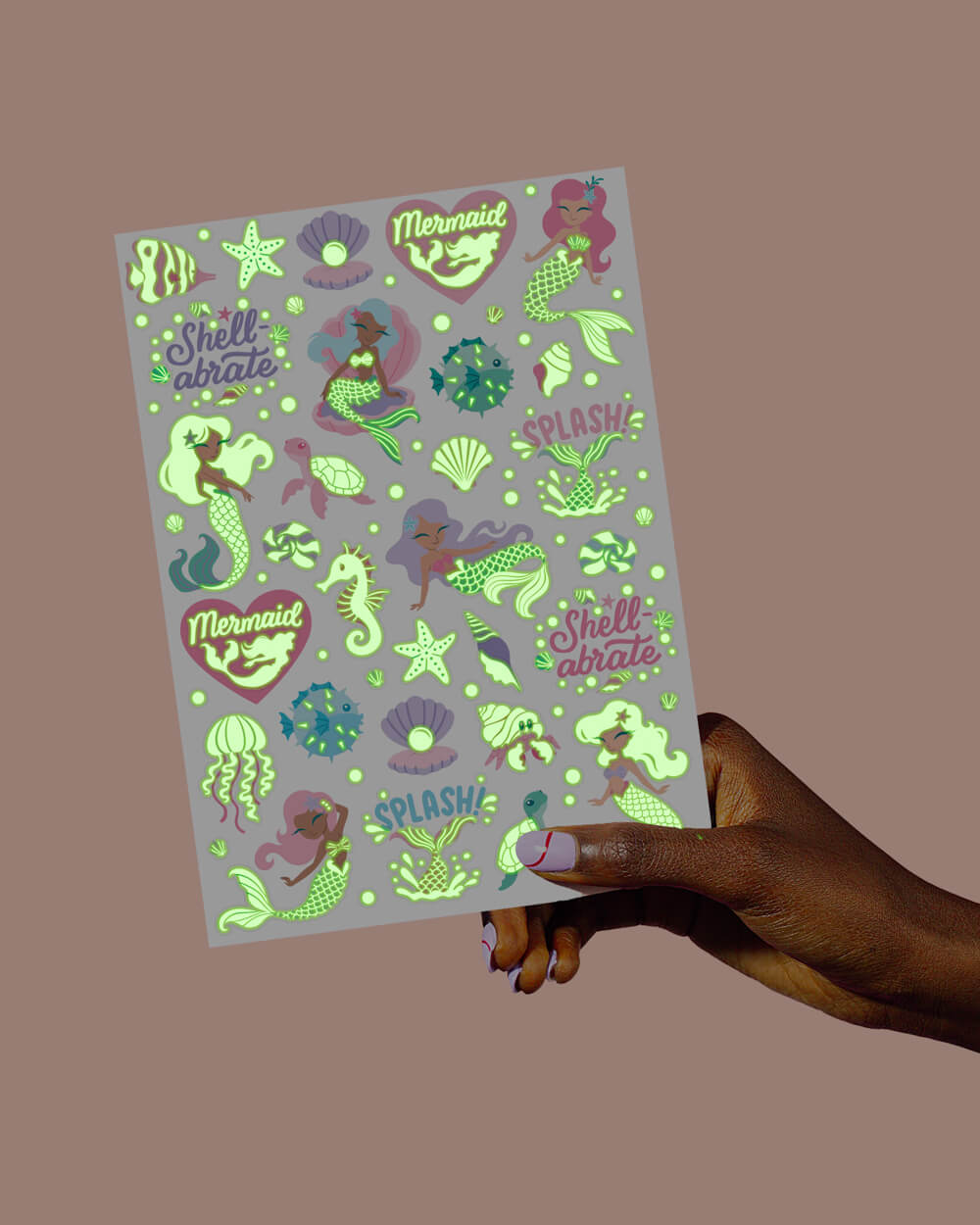 Mermaid Glo Tats - 48 glow in the dark tattoos